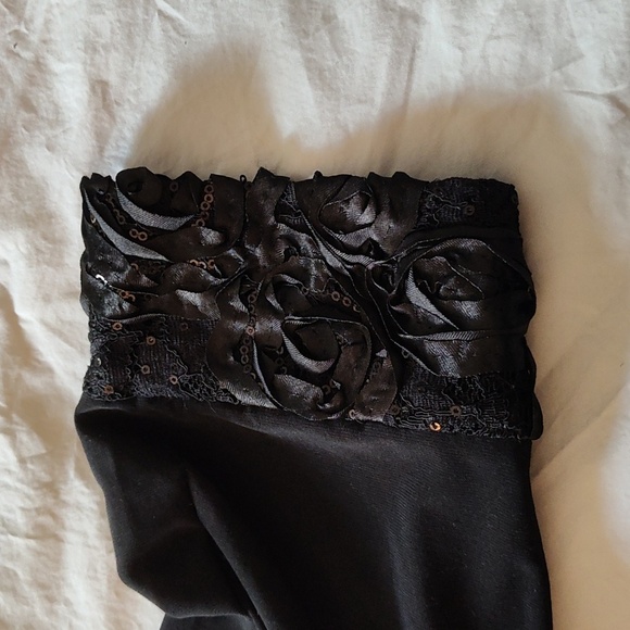 Alex Evenings Floor Length Evening Gown Black Size 20 W Rosette Ribbon Skirt - Picture 9 of 17